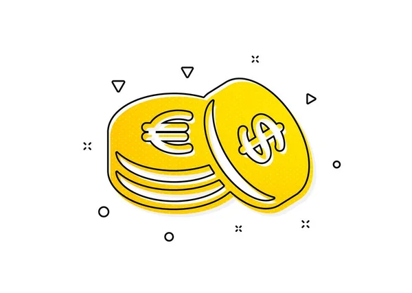 Bankväxel Mynt Pengar Ikonen Euro Och Dollar Cash Symboler Gula — Stock vektor