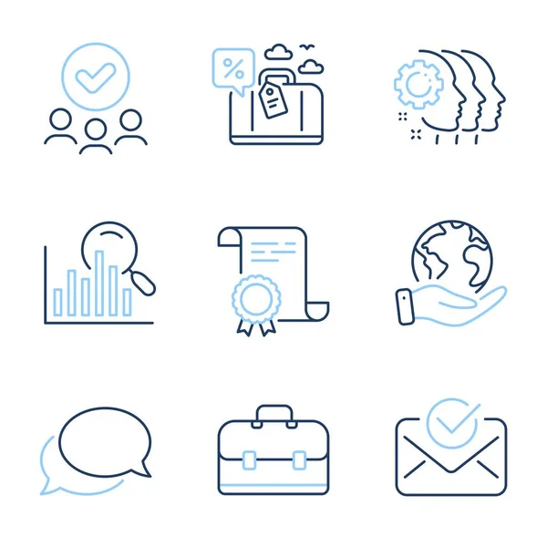 Préstamo Viaje Trabajo Equipo Los Empleados Conjunto Iconos Línea Messenger — Vector de stock