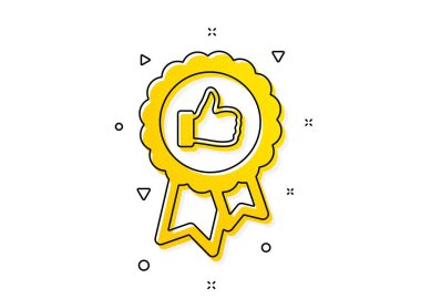 Ödül sembolü. Pozitif geri bildirim simgesi. Ödül işareti. Sarı daireler şeklinde. Klasik pozitif geri bildirim simgesi. Geometrik elementler. Vektör