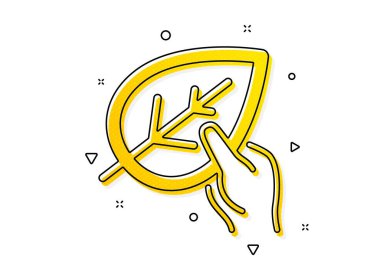 Biyolojik kozmetik işareti. Organik test simgesi. Paraben sembolü. Sarı daireler şeklinde. Klasik organik test ikonu. Geometrik elementler. Vektör