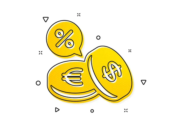 Bankväxel Mynt Pengar Ikonen Euro Och Dollar Cash Symboler Cashback — Stock vektor