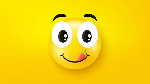 Χαμογελάστε Κίτρινο Φόντο Χαρούμενες Σκέψεις Αντιμετωπίζουν Συναίσθημα Στρογγυλό Καρτούν Χαμόγελο — Διανυσματικό Αρχείο