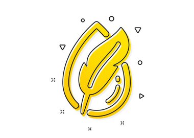 Tüy işareti. Hipoalerjenik test ikonu. Sentetik sembol yok. Sarı daireler şeklinde. Klasik hipoalerjenik test ikonu. Geometrik elementler. Vektör