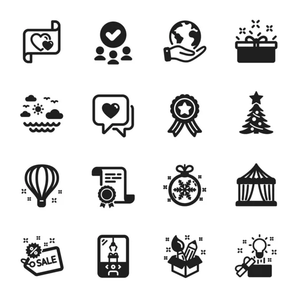 Set Holidays Icons Travel Sea Creative Idea Certificate Approved Group — Stock Vector