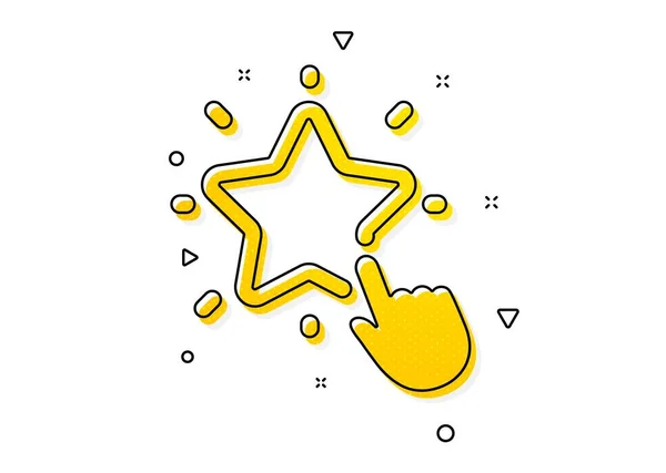 評価記号をクリックします 星のアイコンのランキング 最高のランクのシンボル 黄色い丸模様 古典的なランキングスターのアイコン 幾何学的要素 ベクトル — ストックベクタ