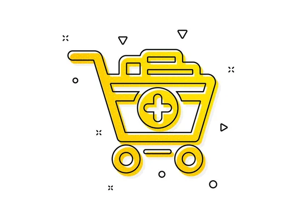 Nákupní Značka Online Přidat Ikony Nákupního Košíku Symbol Supermarketu Žluté — Stockový vektor