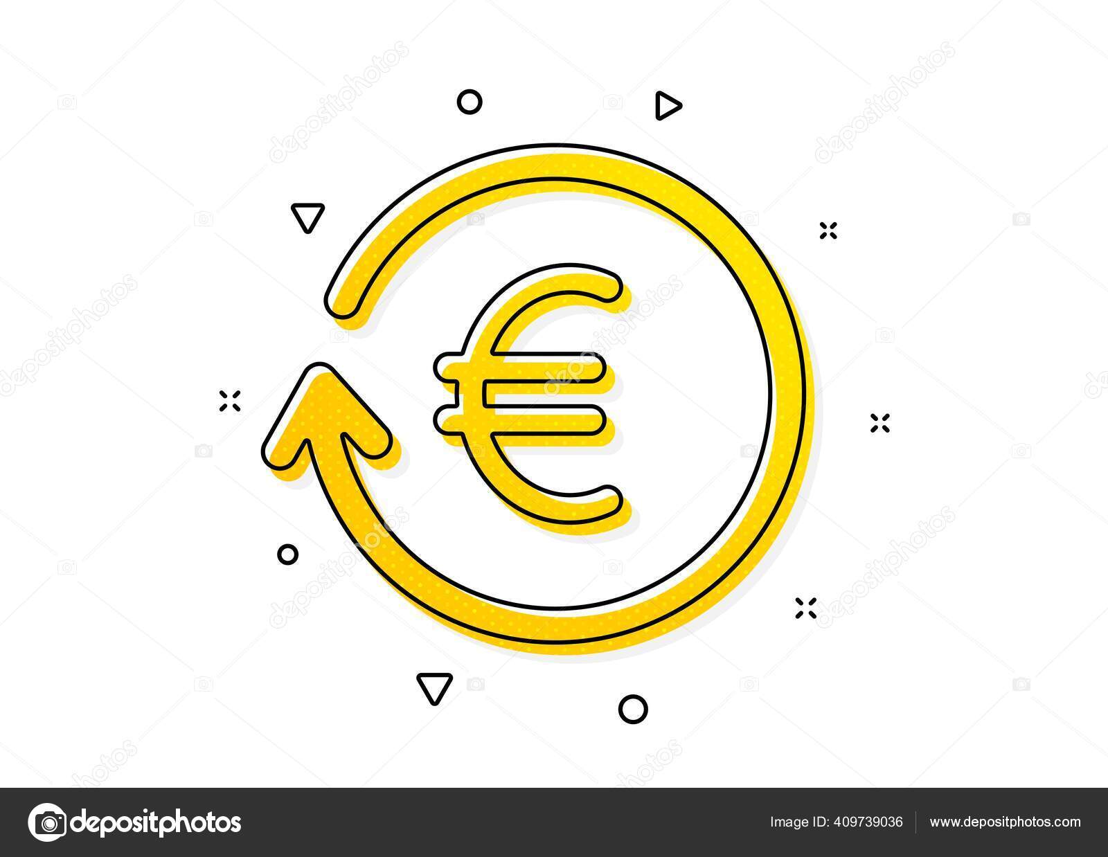银行货币标志欧元货币兑换图标欧元现金符号黄色圆圈图案经典的货币交换图标几何元素图库矢量图©Blankstock 409739036