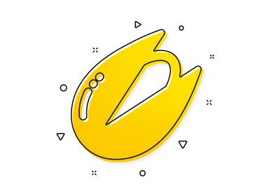 Lezzetli fındık işareti. Fıstık ezmesi ikonu. Vejetaryen gıda sembolü. Sarı daireler şeklinde. Klasik şam fıstığı ikonu. Geometrik elementler. Vektör