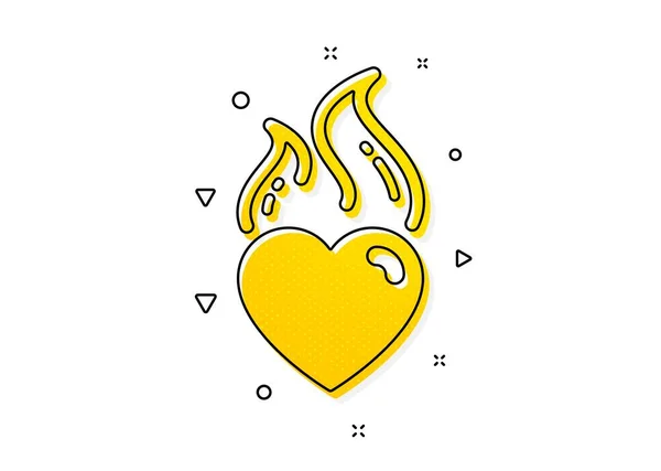 Miłość Ogień Emocji Znak Ikona Płomienia Serca Symbol Walentynkowy Żółte — Wektor stockowy