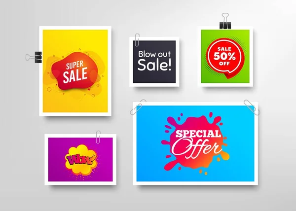 Super Sale Discounts Special Offer Frames Promotional Banners Discount Banner — Stock Vector