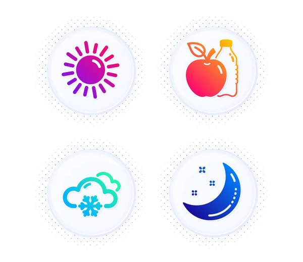 Tiempo Nieve Sol Apple Iconos Conjunto Simple Botón Con Puntos — Vector de stock