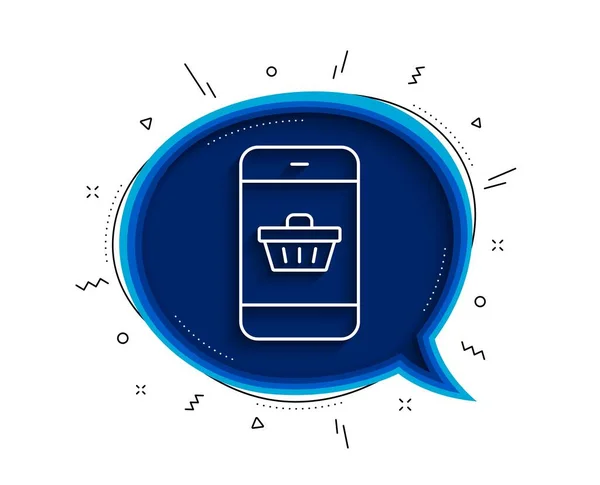 Ícone Linha Carrinho Compras Móvel Bolha Chat Com Sombra Smartphone — Vetor de Stock