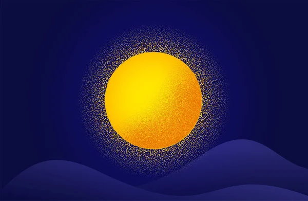 Abstract Dotwork Sun Background Radial Sunburst Banner Dotted Effect Summer — Stock Vector