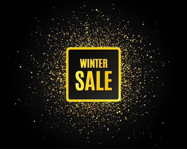 Winter Sale Golden Glitter Pattern Special Offer Price Sign Advertising — Stock Vector