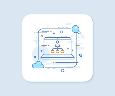 Yönetim çizgisi simgesi. Soyut vektör düğmesi. İş stratejisi işareti. Gelişim sembolü. Yönetim çizgisi simgesi. Laptop konsept rozeti. Vektör
