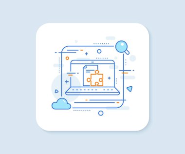 Strateji çizgisi simgesi. Soyut vektör düğmesi. Teknik talimat işareti. Strateji çizgisi simgesi. Laptop konsept rozeti. Vektör