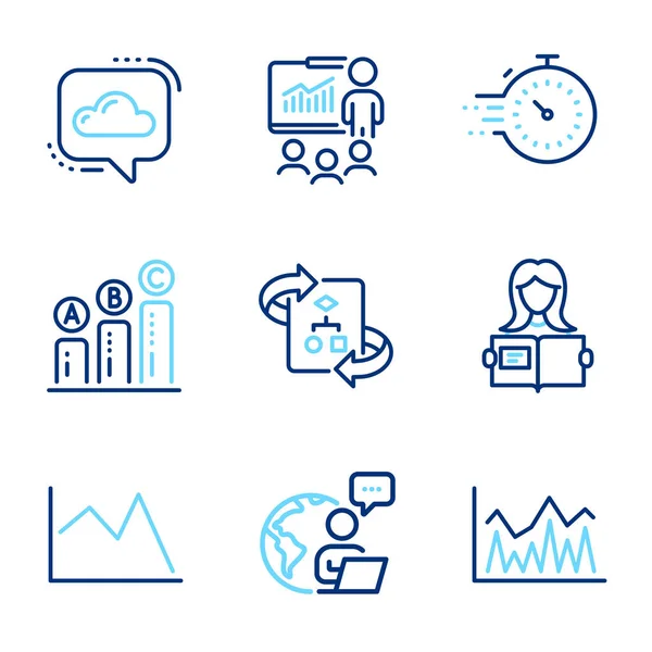 Bildungsikonen Gesetzt Enthaltene Symbole Wie Timer Liniendiagramm Zeichen Des Technischen — Stockvektor