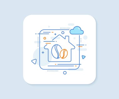 Kahve çekirdekleri çizgisi ikonu. Soyut vektör düğmesi. Sıcak içecek tabelası. Fasulye suyu sembolü. Kahve çekirdekleri çizgisi ikonu. Ev konsepti rozeti. Vektör