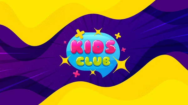 Kinderclub Spandoek Vloeibare Vloeibare Achtergrond Met Aanbiedingsbericht Leuke Speelzone Sticker — Stockvector