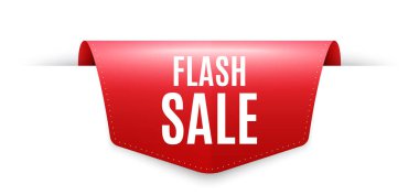 Flaş Satış. Kurdele etiketi. Özel fiyat tabelası. Reklam indirimi sembolü. Bilgi grafikleri fiyat etiketi pankartı. Flaş satış rozeti şeklinde. Web sitesi kurdele etiketi afişi. Vektör