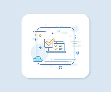 Çevrimiçi araştırma hattı simgesi. Soyut kare vektör düğmesi. Yanıt işaretini seçin. Web röportajı sembolü. Çevrimiçi araştırma hattı simgesi. Kaliteli rozet. Vektör