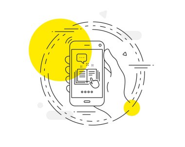 Teknik belge çizgisi simgesi. Cep telefonu vektör düğmesi. Talimat işareti. Teknik belge çizgisi simgesi. Soyut konsept rozet. Vektör