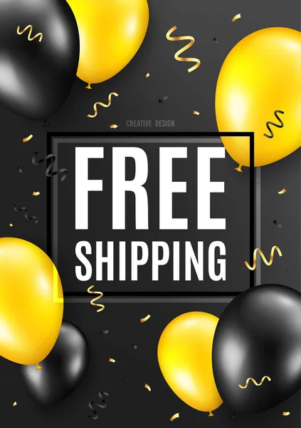 Free Shipping Celebrate Balloon Background Delivery Included Sign Special Offer — Stock Vector