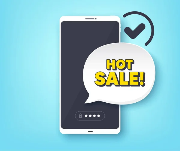Горячая Распродажа Мобильный Телефон Оповещением Знак Цены Специального Предложения Реклама — стоковый вектор