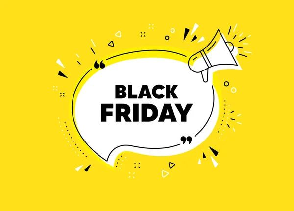 Black Friday Sale Banner Vetorial Amarelo Megafone Oferta Especial Sinal — Vetor de Stock