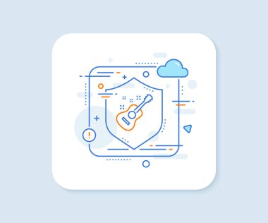 Akustik gitar çizgisi simgesi. Soyut vektör düğmesi. Müzik işareti. Müzik aleti sembolü. Gitar hattı ikonu. Kalkan konseptini koru. Vektör