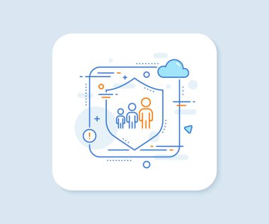 İş hiyerarşisi çizgi simgesi. Soyut vektör düğmesi. Takım çalışması burcu. Grup insanlarının sembolü. İş hiyerarşisi çizgi simgesi. Kalkan konseptini koru. Vektör