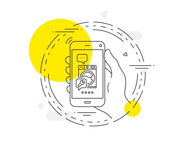 Anahtar araç çizgisi simgesi. Cep telefonu vektör düğmesi. Çamaşır makinesi tamiri tabelası. Çamaşır makinesi çizgi simgesi. Soyut konsept rozet. Vektör