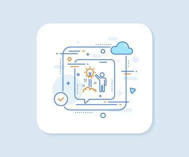 Yaratıcı fikir çizgisi ikonu. Soyut vektör düğmesi. İnsan başlatma işareti. İlham sembolü. Yaratıcı fikir çizgisi ikonu. Konuşma balonu konsepti. Vektör