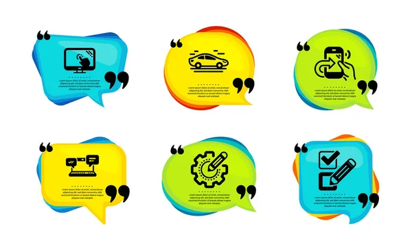 Settings Gear Internet Chat Touch Screen Icons Simple Set Speech — Stock Vector