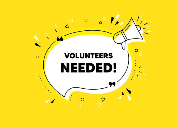 Volunteers Needed Megaphone Yellow Vector Banner Volunteering Service Sign Charity — Stock Vector