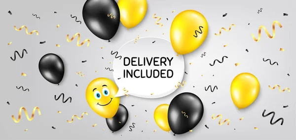 Delivery Included Balloon Confetti Vector Background Free Shipping Sign Special — Stock Vector