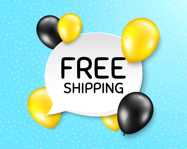 Free Shipping Balloon Party Banner Speech Bubble Delivery Included Sign — Stock Vector