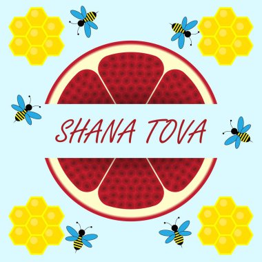 Yahudi dini yeni yıl Shana Tova kutlama için adanmış vektör çizimler