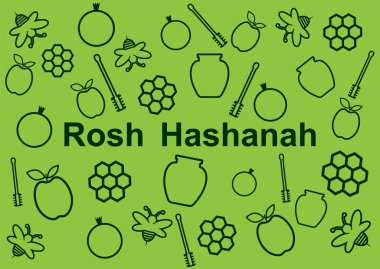Yahudi dini yeni yıl Shana Tova kutlama için adanmış vektör çizimler