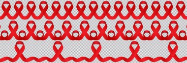 Gerçekçi kırmızı kurdele, ilk Aralık Dünya AIDS Günü. Vektör, Eps10.