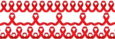 Gerçekçi kırmızı kurdele, ilk Aralık Dünya AIDS Günü. Vektör, Eps10.