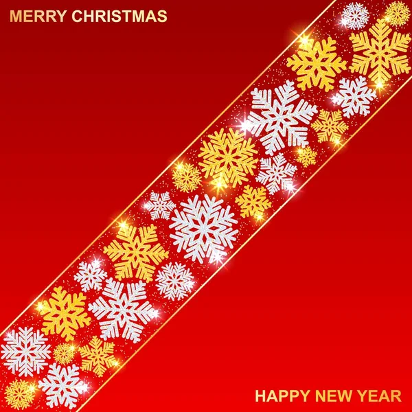 Merry Christmas Happy New Year Xmas Background Gold Silver Shiny — Stock Vector