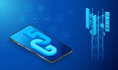 5g Teknoloji. Yeni küresel yenilikçi veri iletim teknolojisi. Mobil Internet işlevselliği.