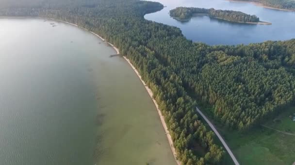 Панорама Над Озерами Біля Лісу — стокове відео
