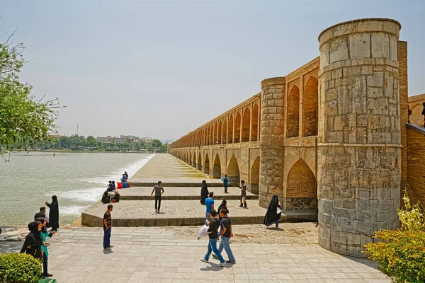 Isfahan Zayandeh River from Khaju Bridge — Stock Photo, Image