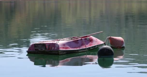 Kleines Boot vor Anker — Stockvideo