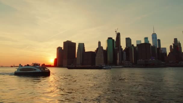 New York Manhattan naplemente kilátás — Stock videók