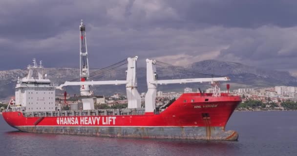 Split Croácia Setembro 2014 Grande Navio Transporte Pesado Hhl Veneza — Vídeo de Stock