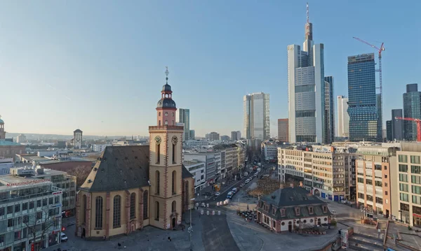 Frankfurt Hauptwache y Plaza vista aérea de la mañana — Foto de Stock
