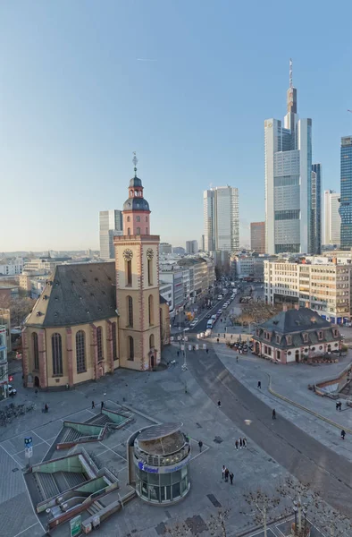 Frankfurt Hauptwache y Plaza vista aérea de la mañana — Foto de Stock